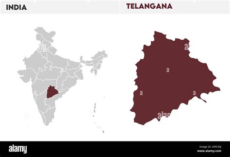 telangana map illustration state  india republic  india