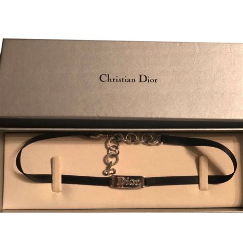 Christian Dior Choker Dior Black Silvery Metal Satin ref.87853 - Joli ...