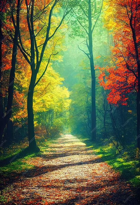 Premium Photo | Beautiful autumn trees in the evening forest Autumn