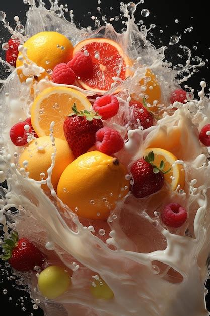 Premium Photo | Fruits milk splash burst