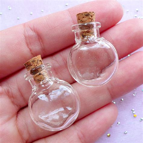 tiny glass jar mini glass bottle  cork small glass vial terr