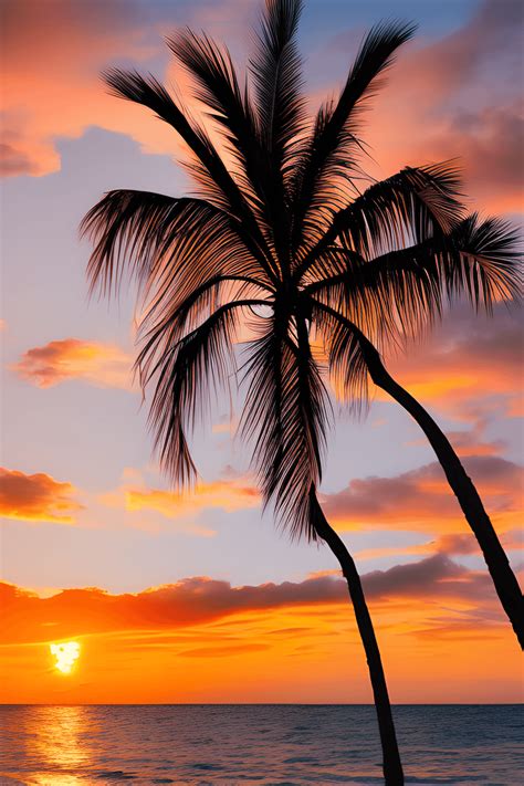 Palm Tree Sunset Beach Graphic · Creative Fabrica