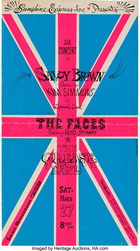 Faces w/Rod Stewart, Savoy Brown 1971 Houston, TX Concert Poster