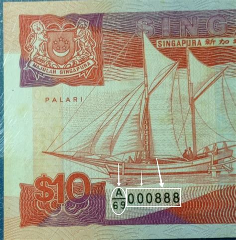 auction prefix golden serial number   singapore  unc