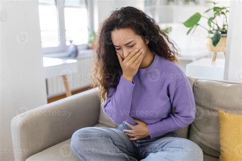 Closeup portrait of Asian unhappy, annoyed, sick woman about to chuck