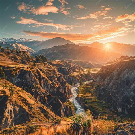 sunset  majestic andean valley landscape  colca canyon png