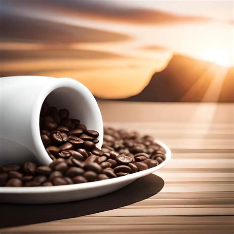 premium photo  white coffee cup  coffee beans