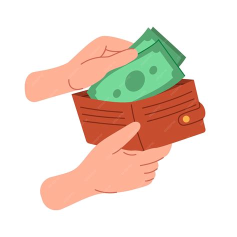 Premium Vector | Hands taking banknotes out of a wallet holding a