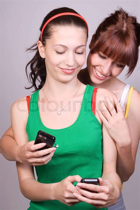 calling girls stock image colourbox