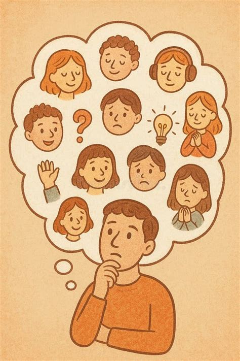 Child Imagines Faces and Emotions in Thought Bubble Stock Illustration ...