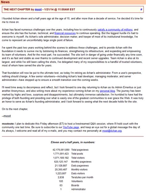 Moot quits 4chan : r/4chan
