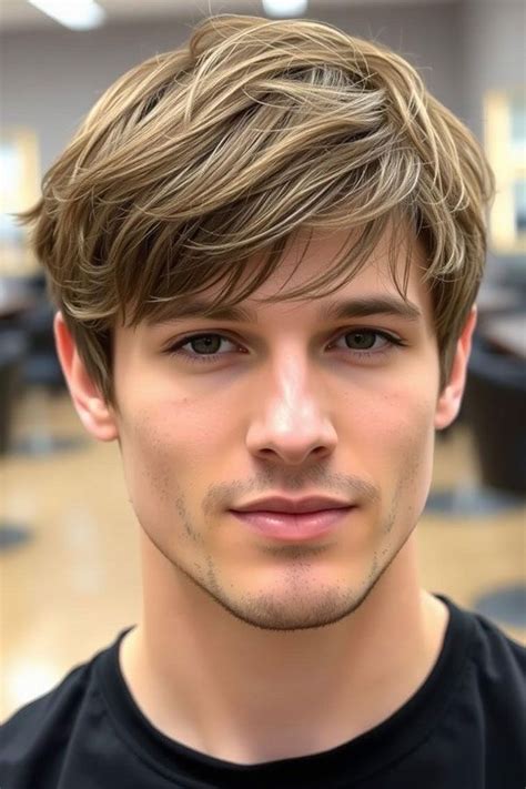 light brown haircut  swept fringe modern men hairstyle men