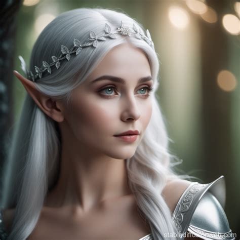 silver haired elf princess stable diffusion