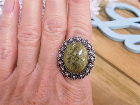 Incredible Sterling Silver Ring With Green Stone Size 7.75 - Etsy