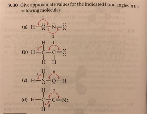 Solved 9.30 Give approximate values for the indicated bond | Chegg.com