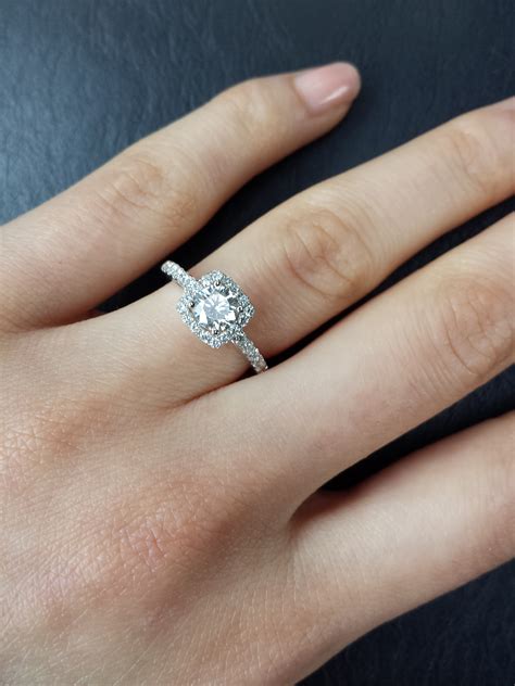 Princess cut halo engagement ring