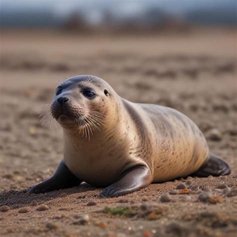 A seal is laying on the ground with the sun behind him | Premium AI