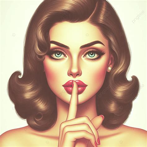 Up Beautiful Woman Making Silence Gesture With Finger Background ...