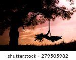 girl  swings  sunset image  stock photo public domain photo