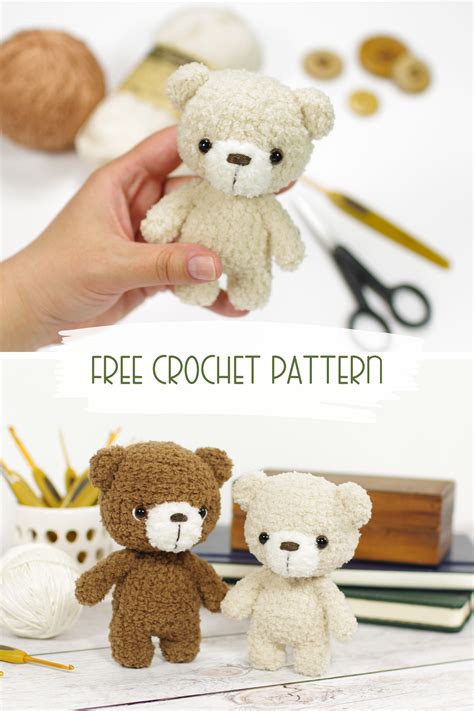 Free crochet pattern oliver the tiny teddy bear – Artofit