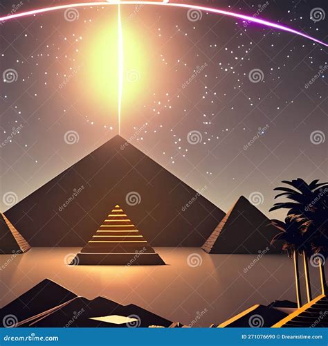 Pyramids at night stock illustration. Illustration of lighting - 271076690