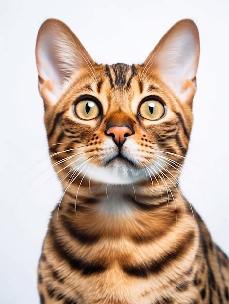 Premium AI Image | Closeup portrait of a bengal cat on white background