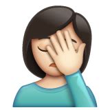 woman facepalming light skin tone emoji