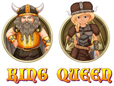 Premium Vector | King and queen of vikings