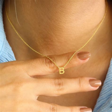 solid gold initial necklacedainty letter necklacecustom initial