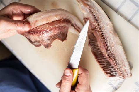 Butchering Herring Fish at Home Stock Image - Image of animal ...