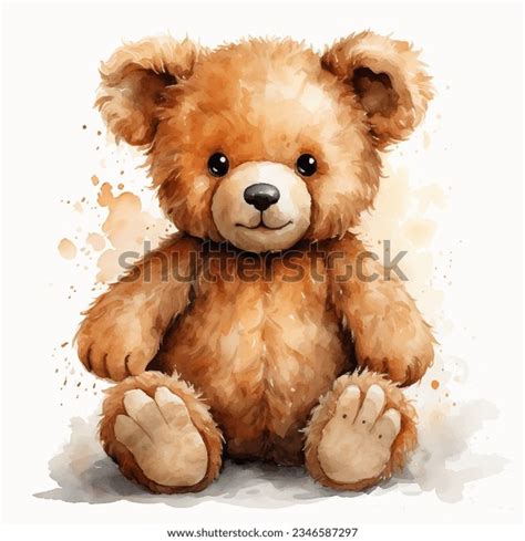 Teddy Bear Watercolor Illustration Isolated On Stock Illustration ...