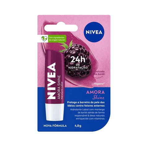 NIVEA Hidratante Labial Amora Shine 4,8 g - Cuidado intensivo para seus