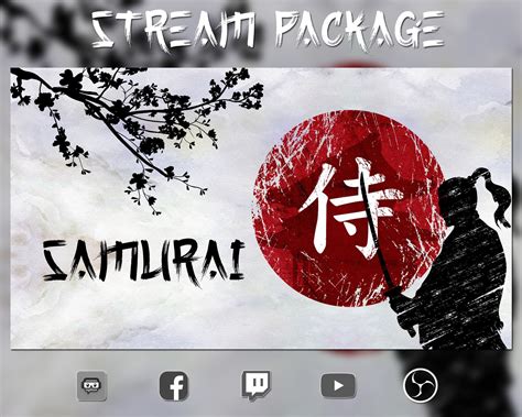 Animated Japanese Stream Overlay Package - Samurai Themed - Screens