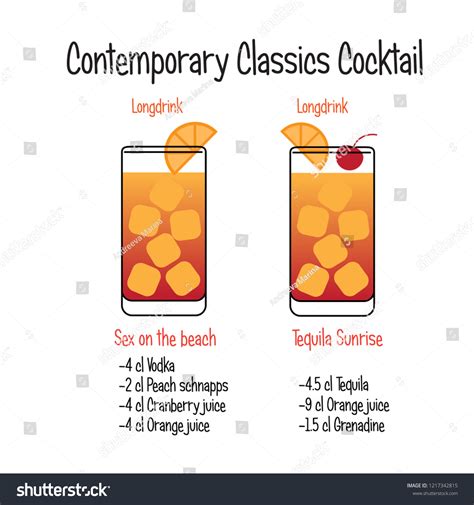 Sex On Beach Cocktail Tequila Sunrise: เวกเตอร์สต็อก (ปลอดค่าลิขสิทธิ์