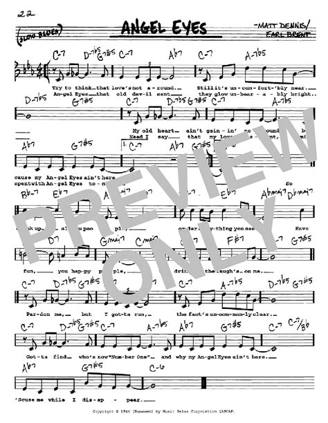 Angel Eyes by Frank Sinatra Sheet Music for Real Book – Melody, Lyrics