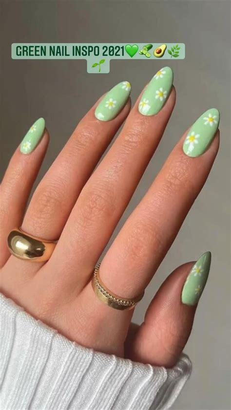 nail inspo green nails  trendy stylish nails almond nails gel