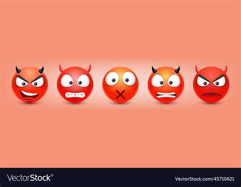 Cartoon emoji emoticons collection red face Vector Image