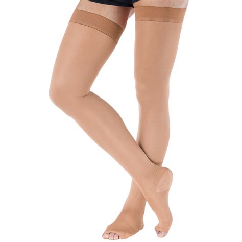 Wukang 20-30mmHg Beige Thigh High Compression Stockings Footless