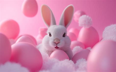 easter bunny pink eggs illustration wallpaper