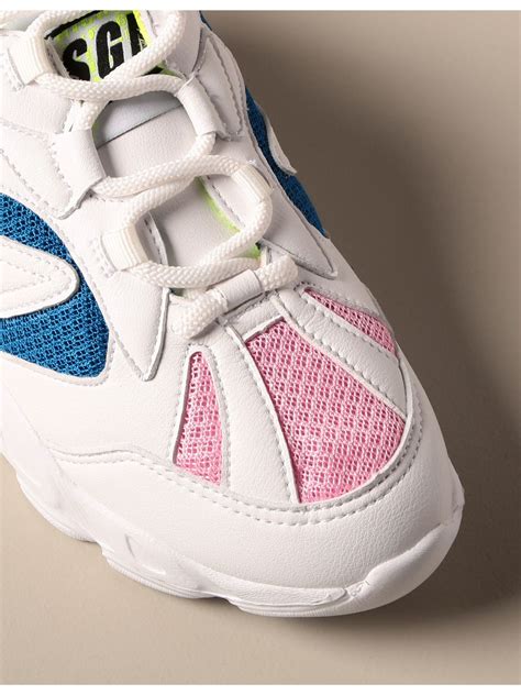 Msgm Kids Outlet: sneakers in leather and bicolor mesh - Pink | Msgm ...