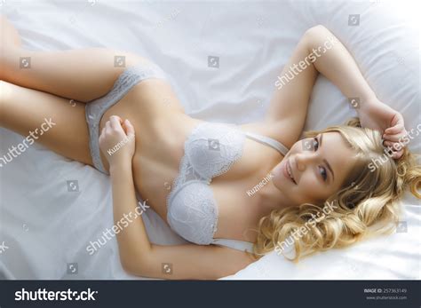 Sexy Blonde Lying On White Bed Stock Photo 257363149 | Shutterstock