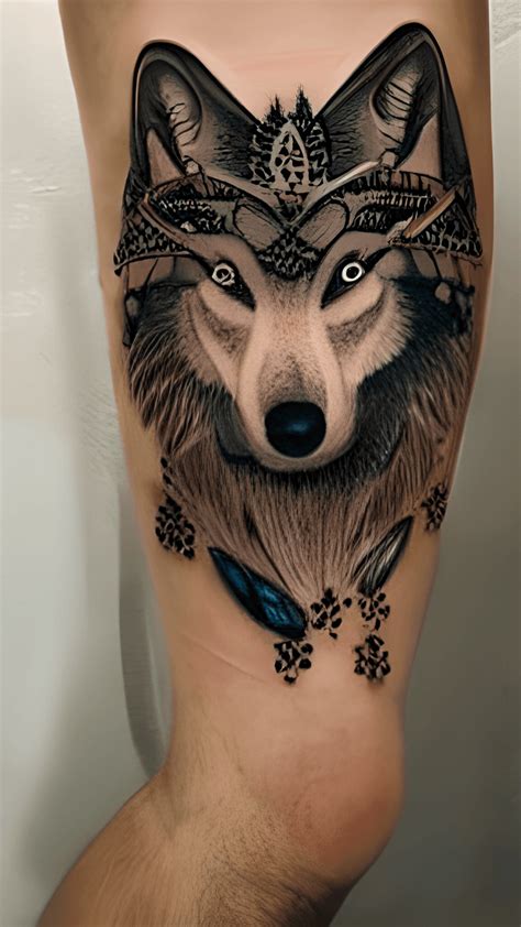 Rainbow Watercolor Wolf Tattoo