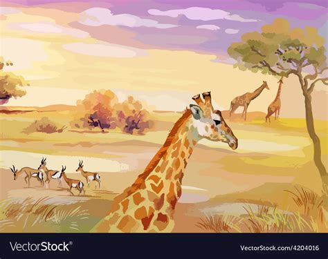 African landscape design with animals Royalty Free Vector