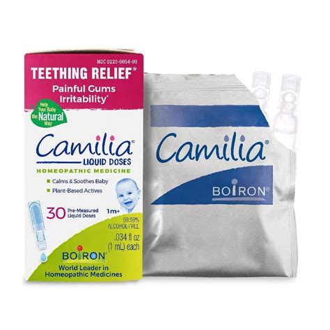 Boiron Camilia Teething Relief for Irritability, Painful Gums, 30