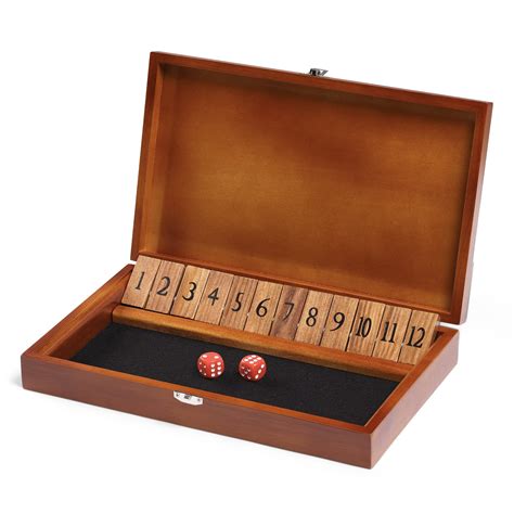 Buy Shut The Box Dice Game with 12 Numbers and Lid, Wooden Classic