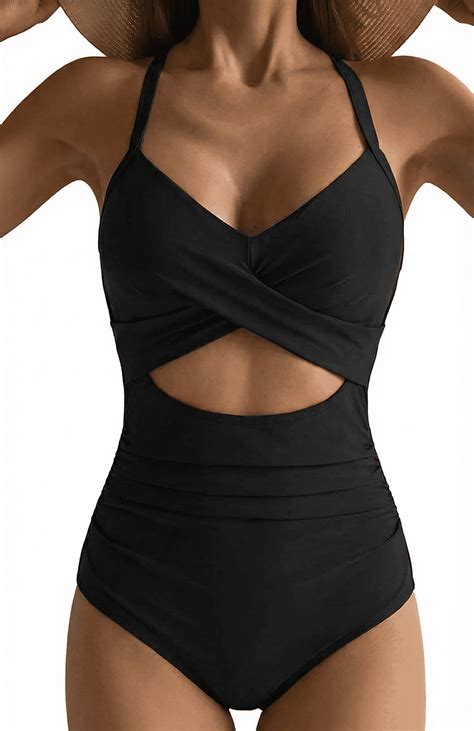SOMER Women's One Piece Swimsuits Tummy Control Cutout High Waisted