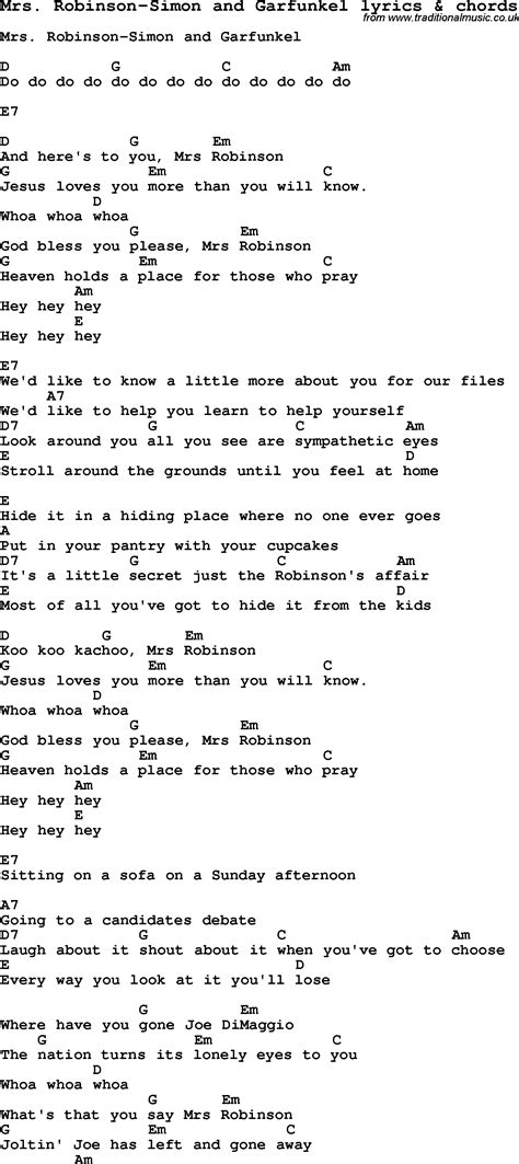 Guitar Chords Mrs Robinson