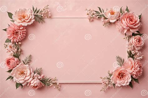 Delicate Pink Roses and Babys Breath on a Soft Blush Background Stock