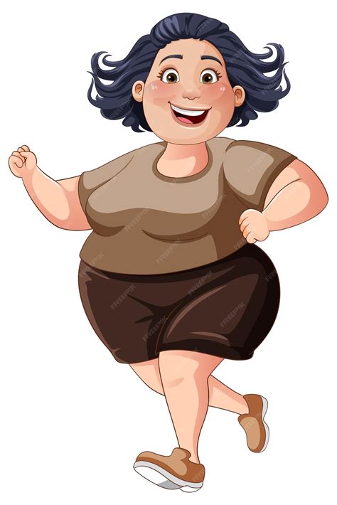 Mujer gordita de mediana edad trotando | Vector Gratis