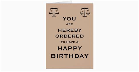 Lawyer Birthday Card Happy Birthday Lawyer Card Hereby ordered to Have ...